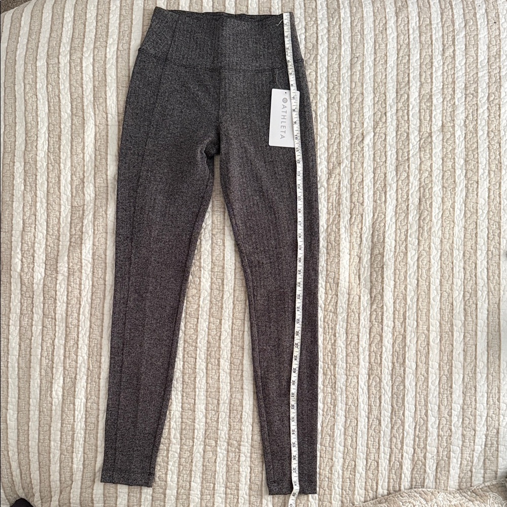 Athleta Dark Heather Gray Delancey Herringbone Tight Athletic Leggings size XST - Picture 4 of 8